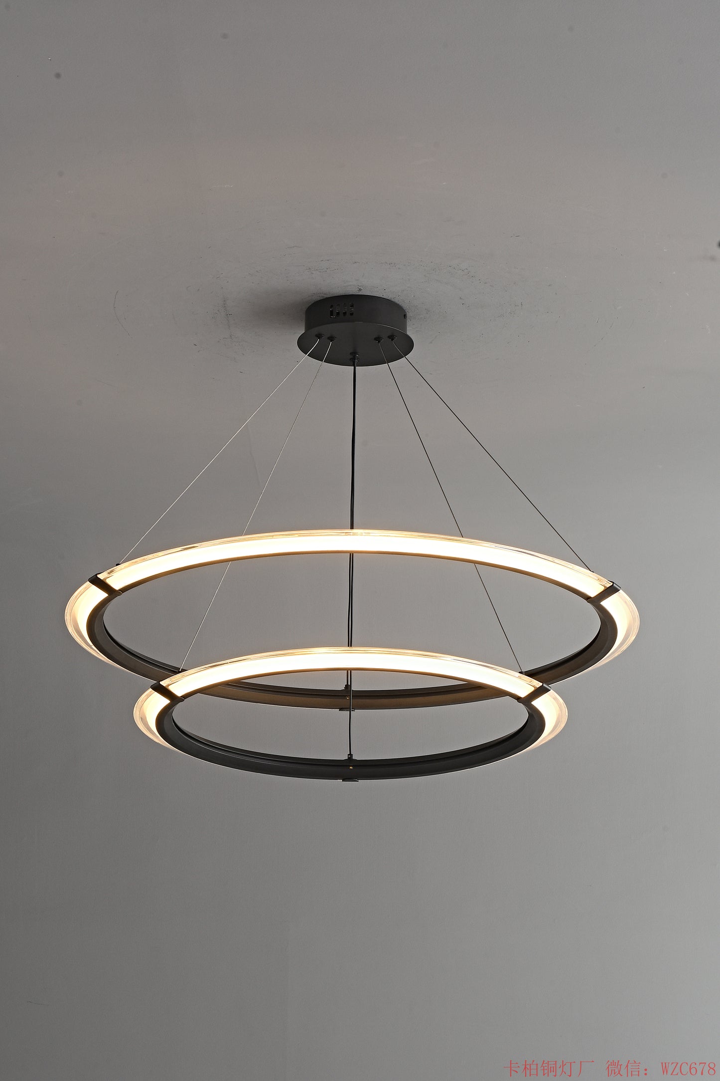Black double ring LED pendant light