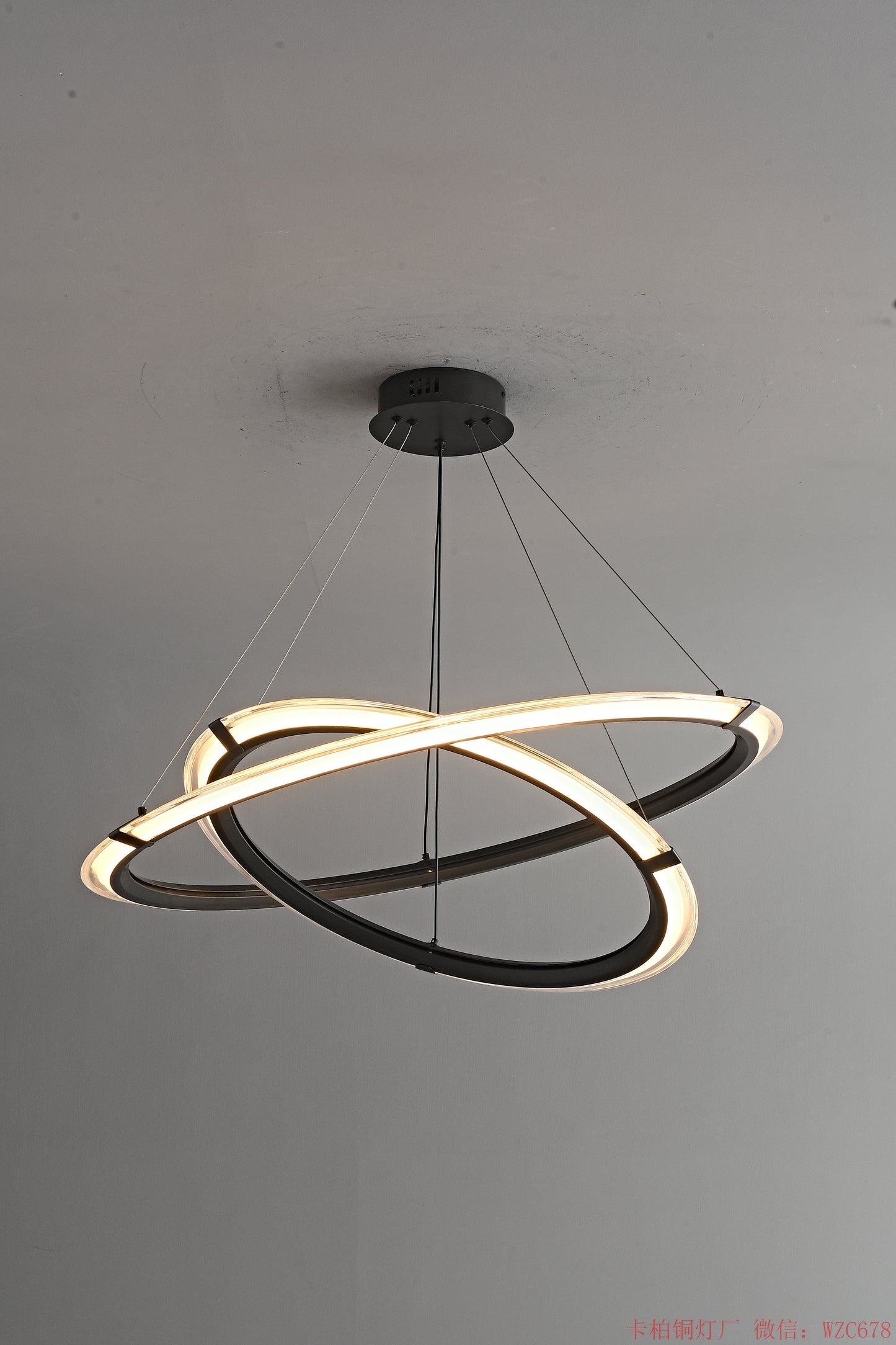 Black double ring LED pendant light