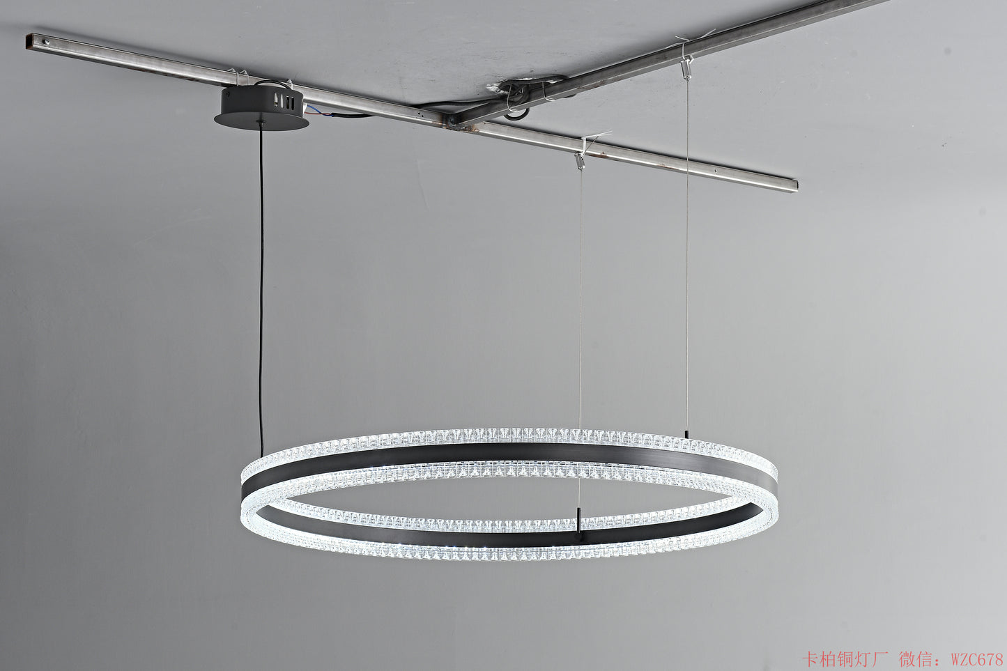 24" Wide  LED Ring Cream Acrylic Pendant