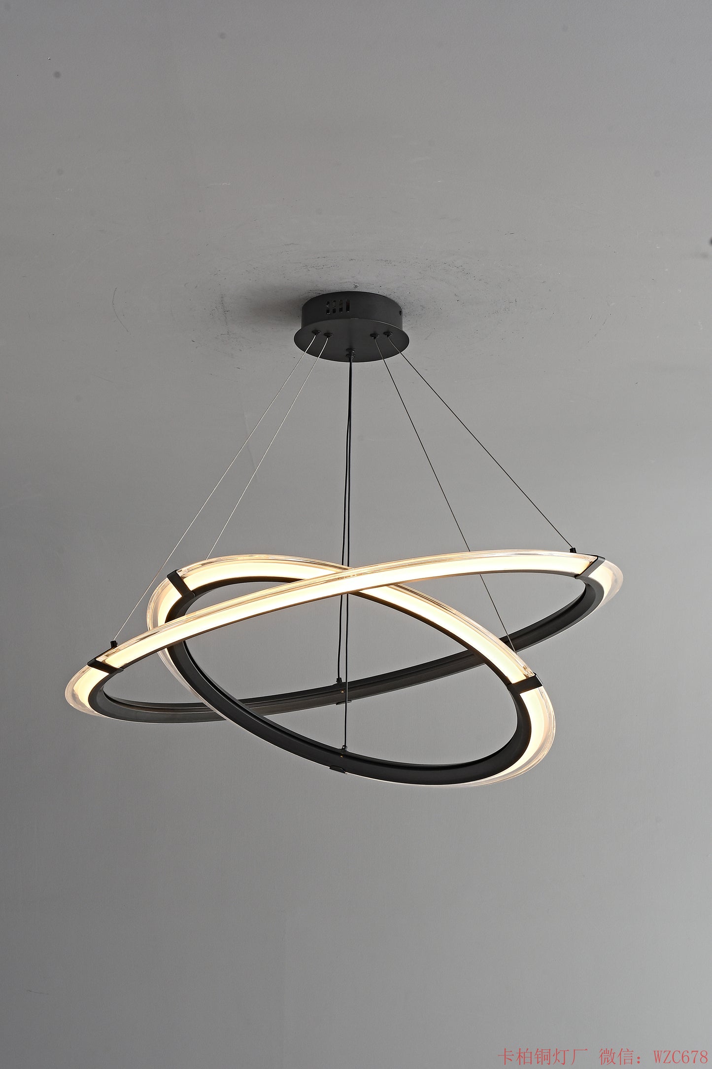 Black double ring LED pendant light