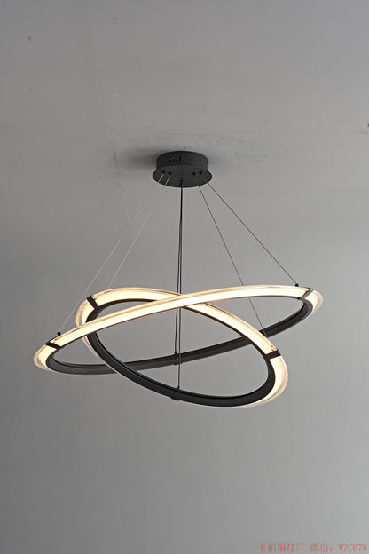 Black double ring LED pendant light