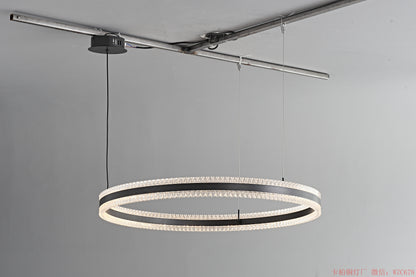 24" Wide  LED Ring Cream Acrylic Pendant