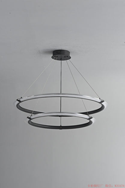 Black double ring LED pendant light