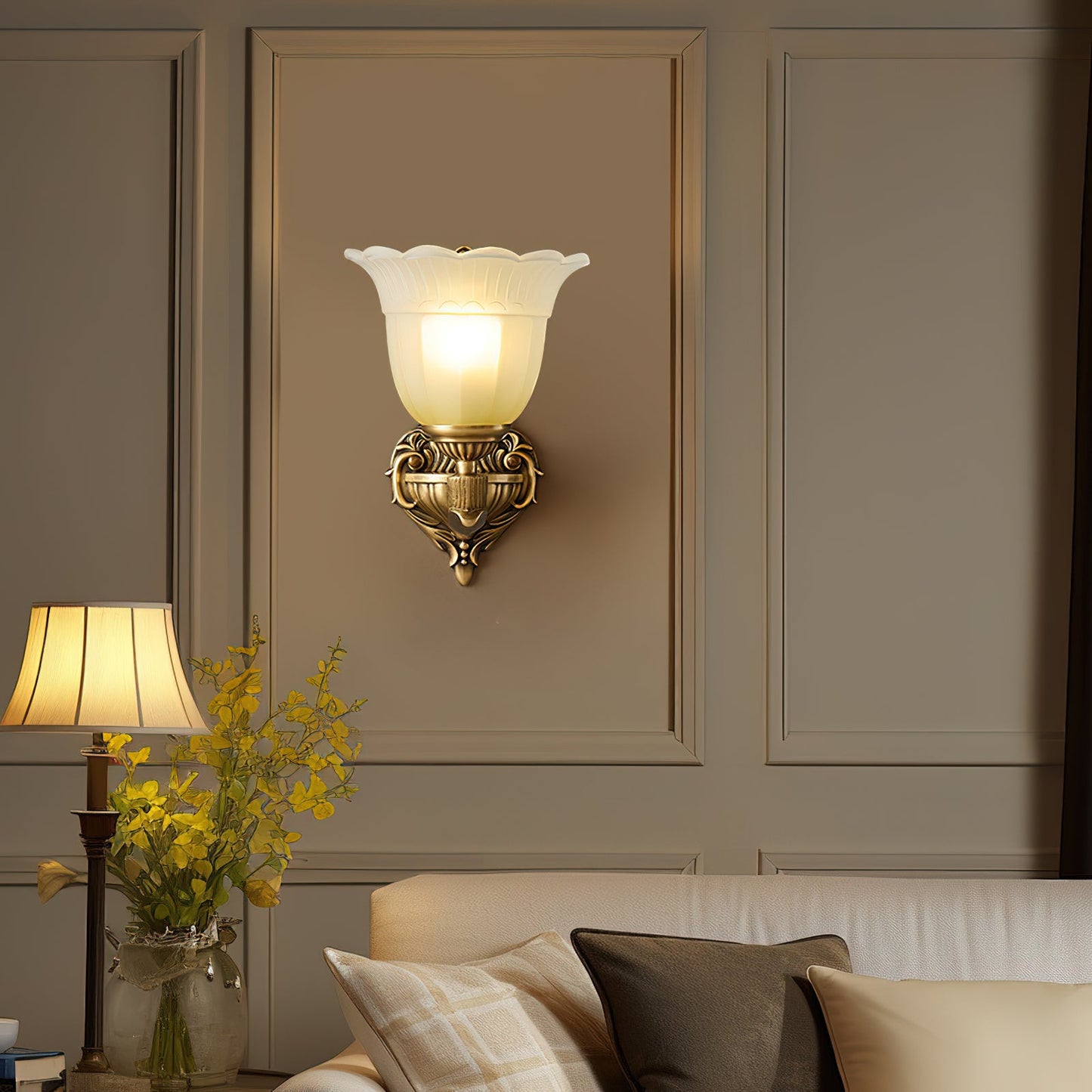 Bloom Flower Brass Sconce
