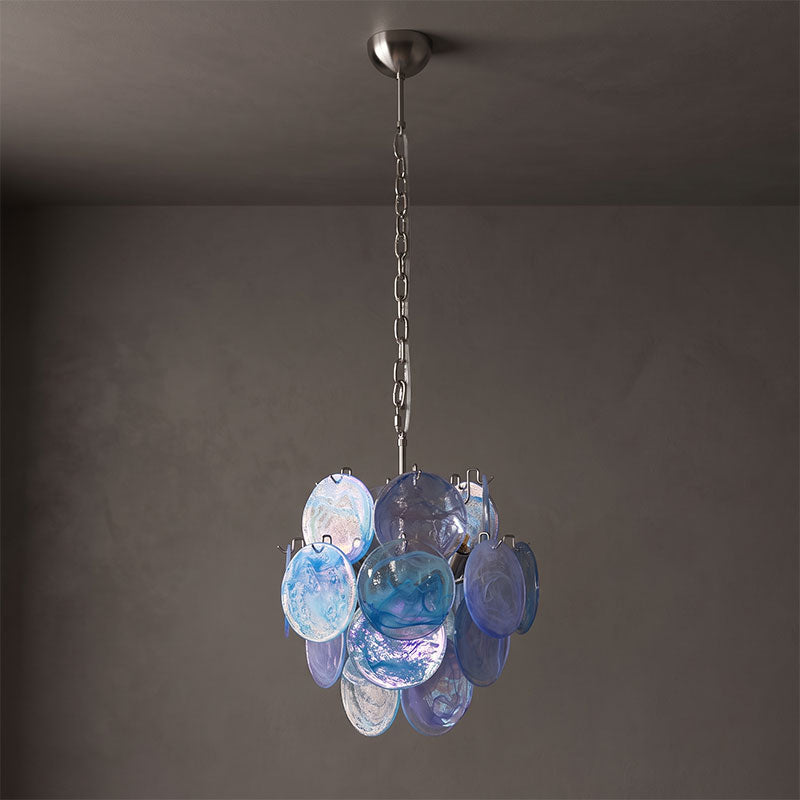 Blue Disc Murano Chandelier