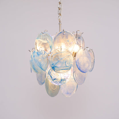 Blue Disc Murano Chandelier