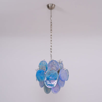 Blue Disc Murano Chandelier