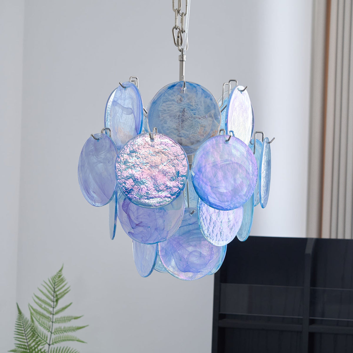 Blue Disc Murano Chandelier