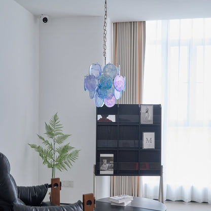 Blue Disc Murano Chandelier
