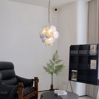 Blue Disc Murano Chandelier