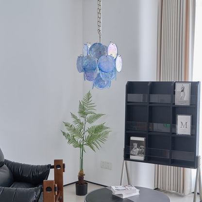 Blue Disc Murano Chandelier