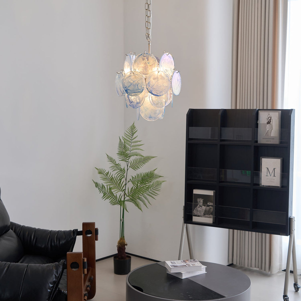 Blue Disc Murano Chandelier