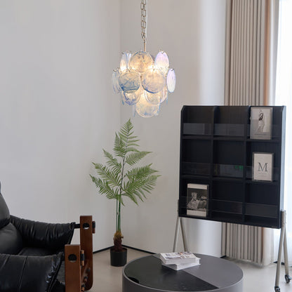Blue Disc Murano Chandelier