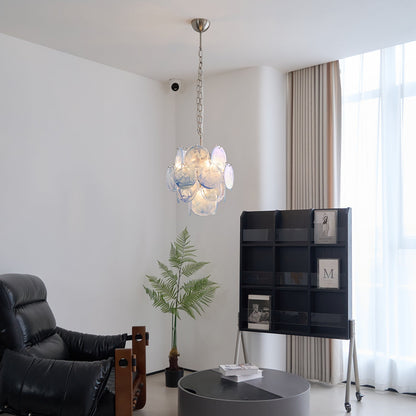 Blue Disc Murano Chandelier