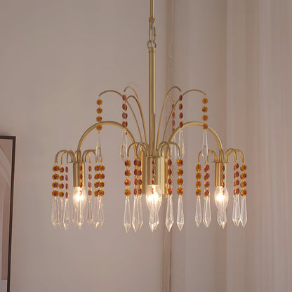 Brass Candle Crystal Chandelier