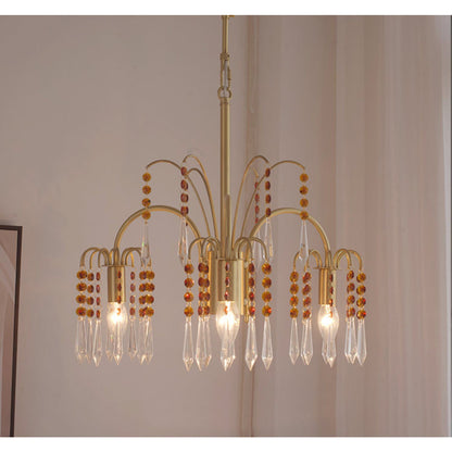 Brass Candle Crystal Chandelier