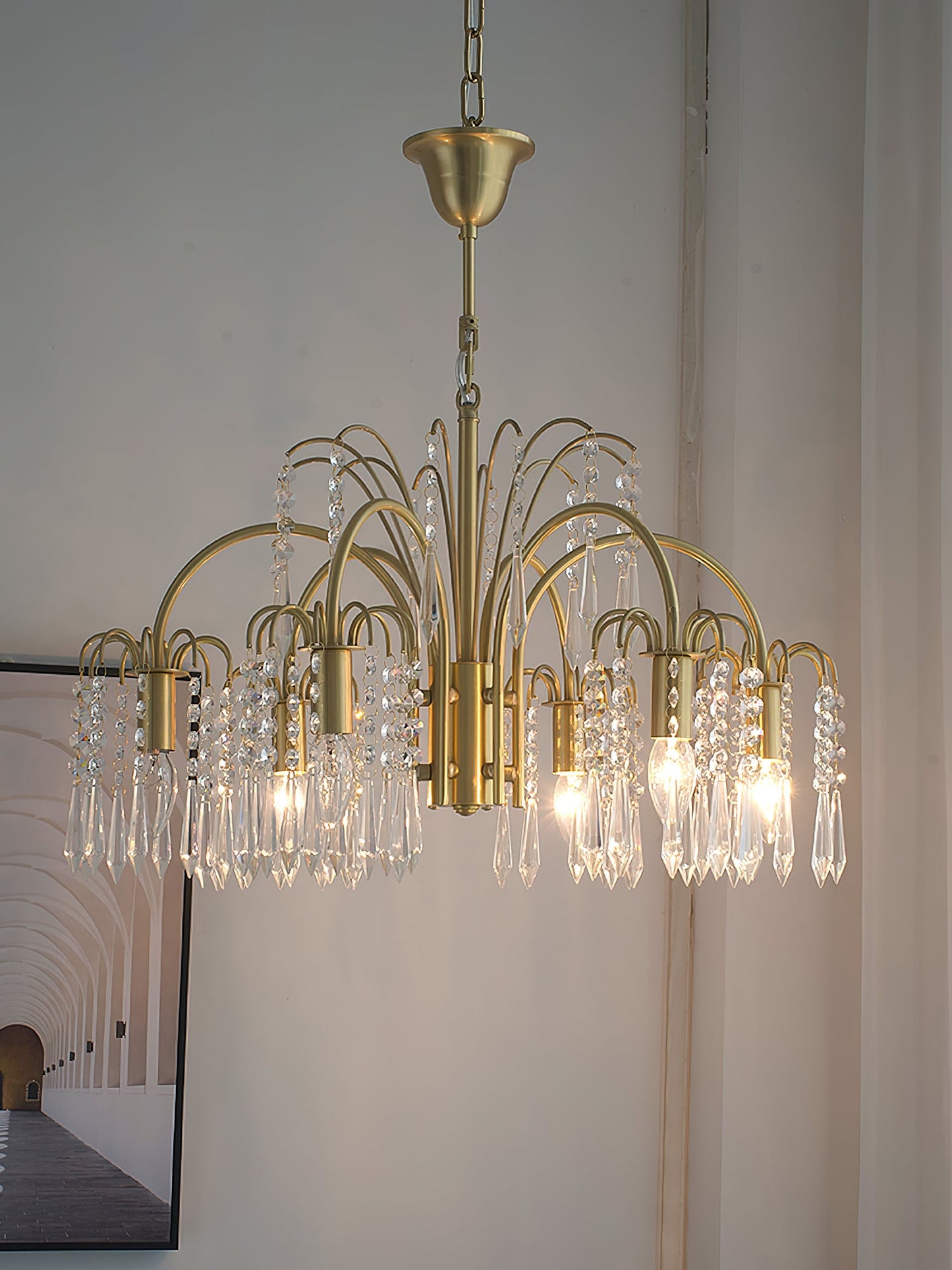 Brass Candle Crystal Chandelier