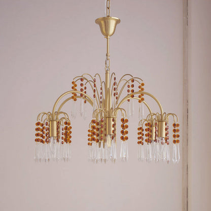 Brass Candle Crystal Chandelier