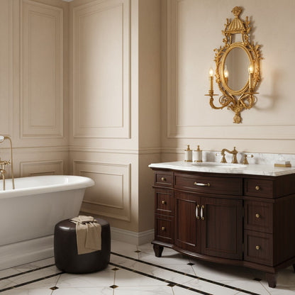 Brass Carved Mirror Wall Lamp