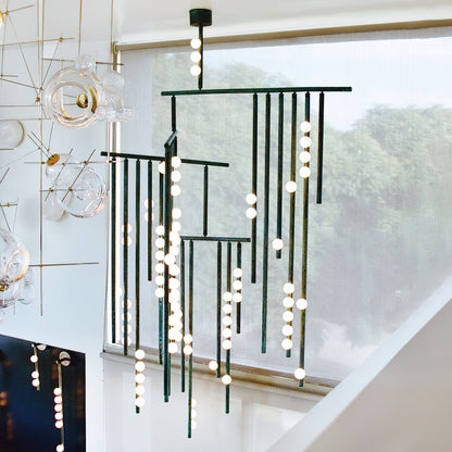 Brass Drop System Chandelier
