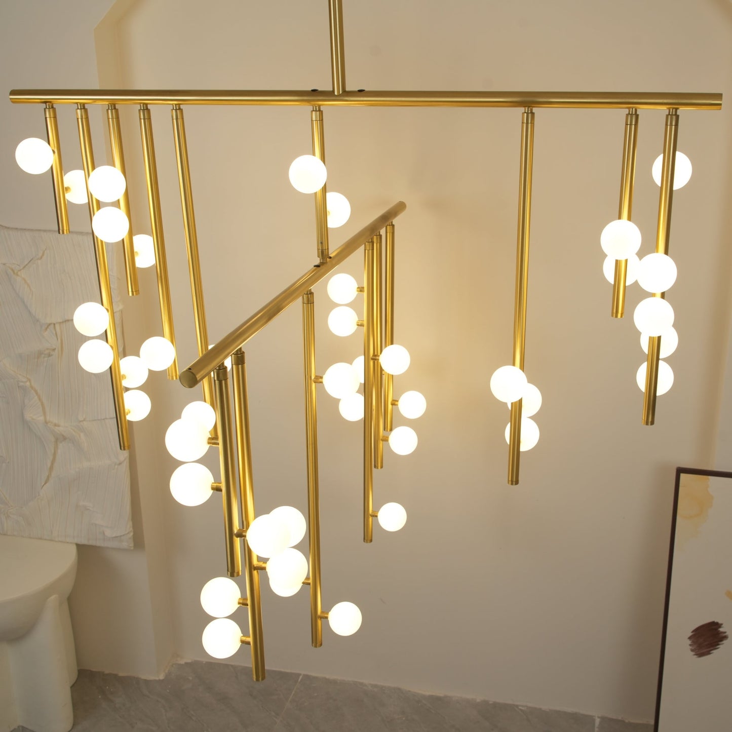 Brass Drop System Chandelier