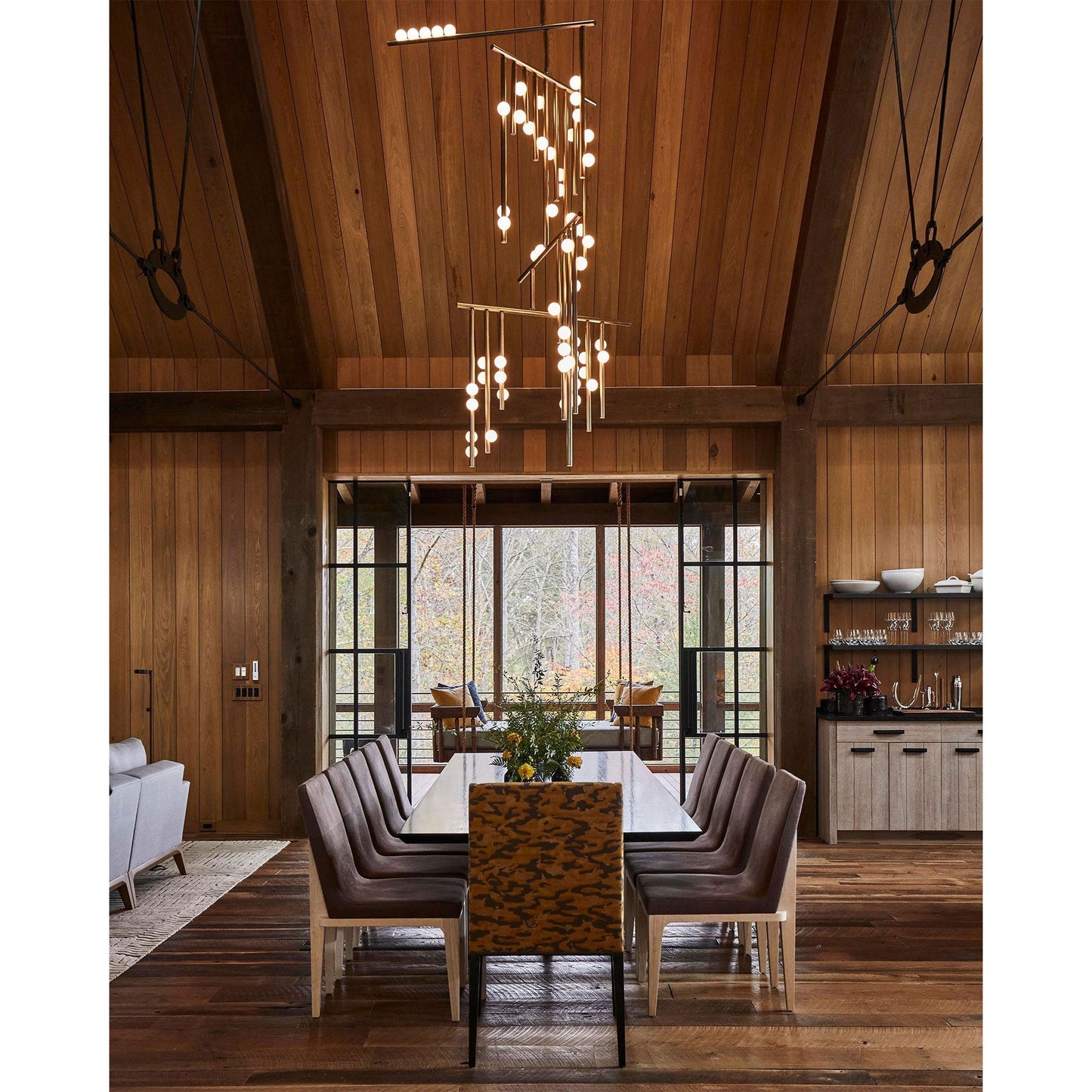 Brass Drop System Chandelier