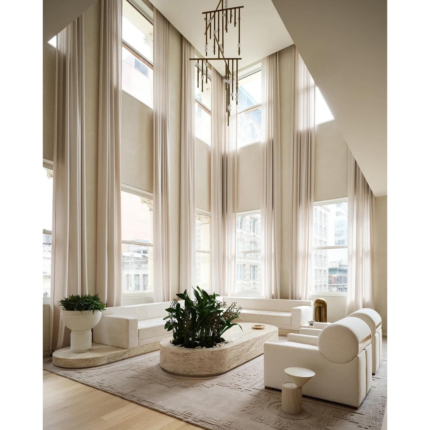 Brass Drop System Chandelier