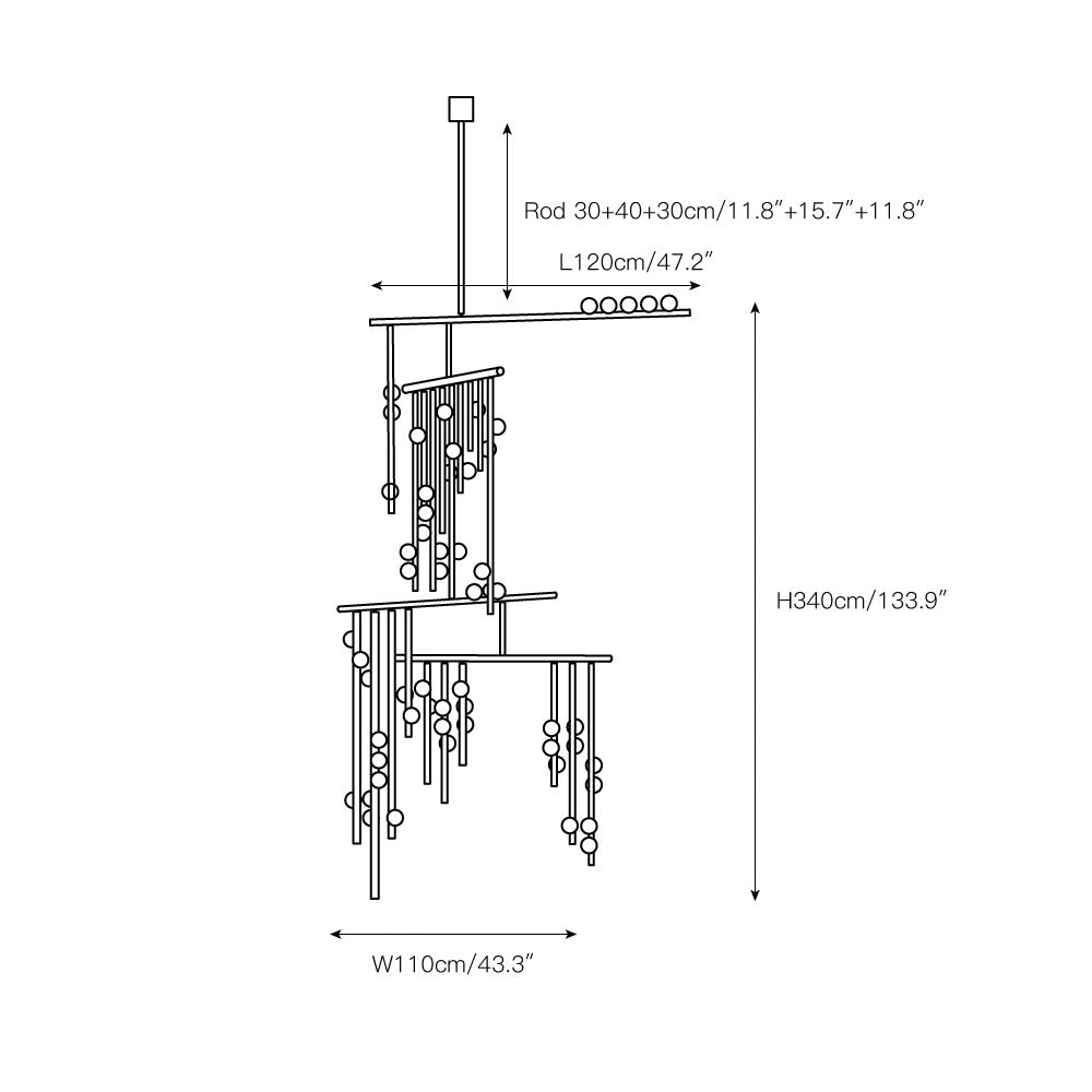 Brass Drop System Chandelier