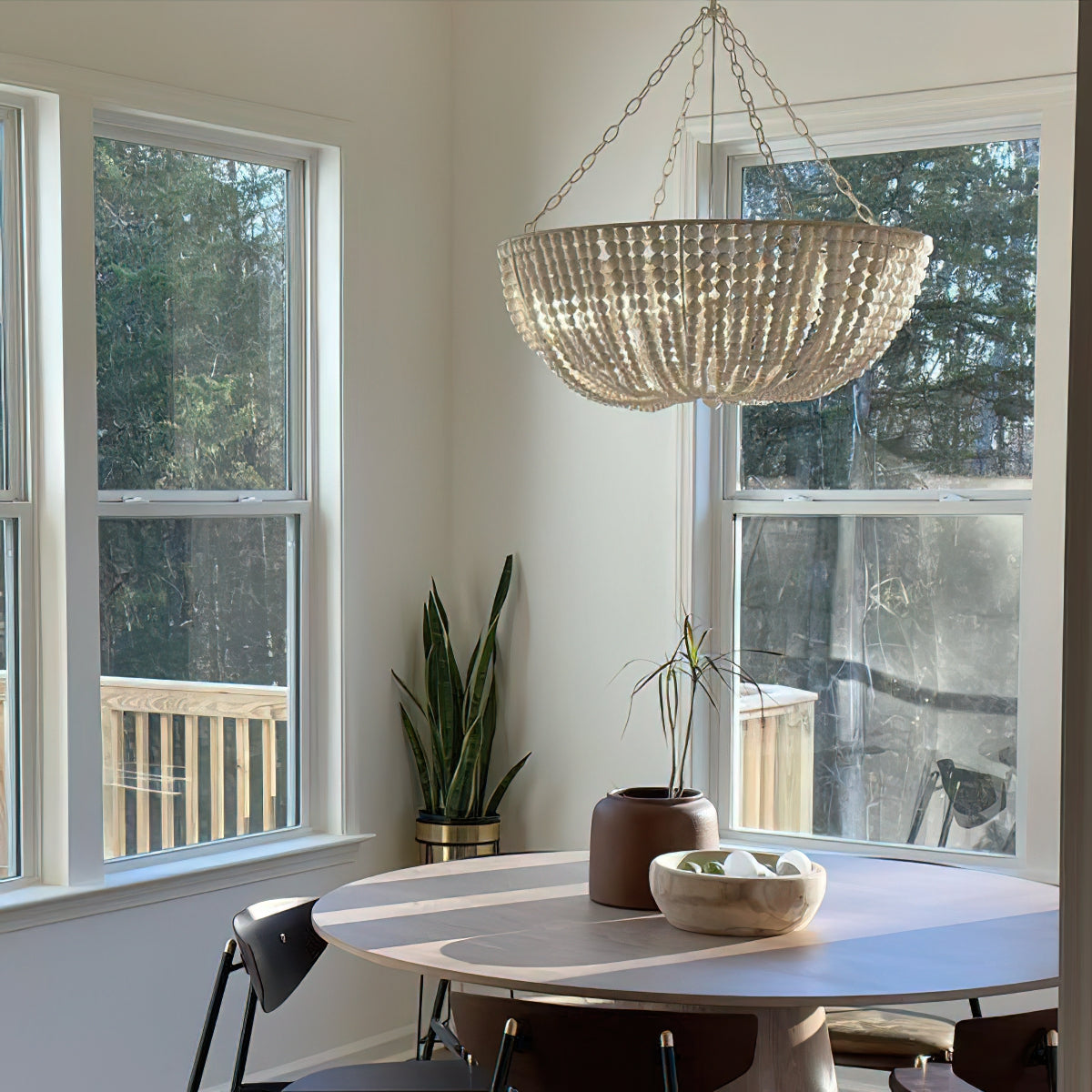 Lana Wood Beaded Chandelier