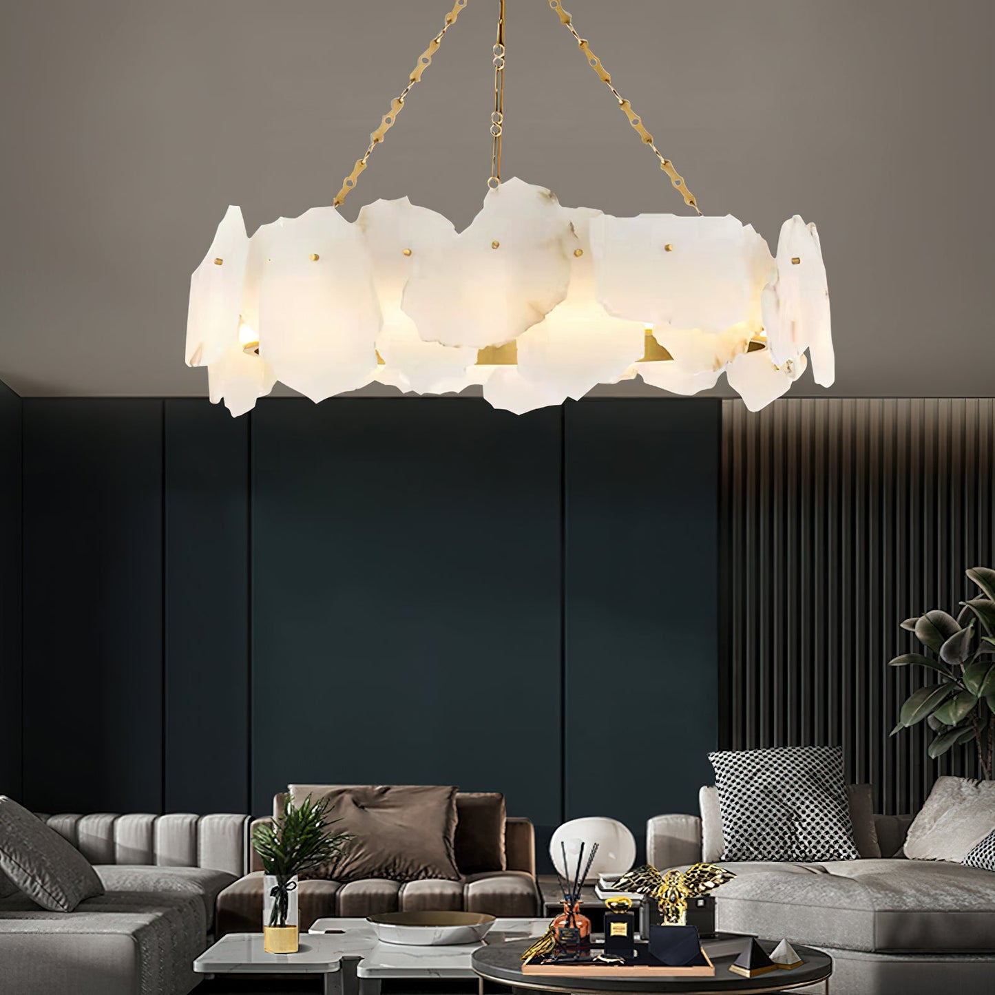 Burton Marble Round Chandelier