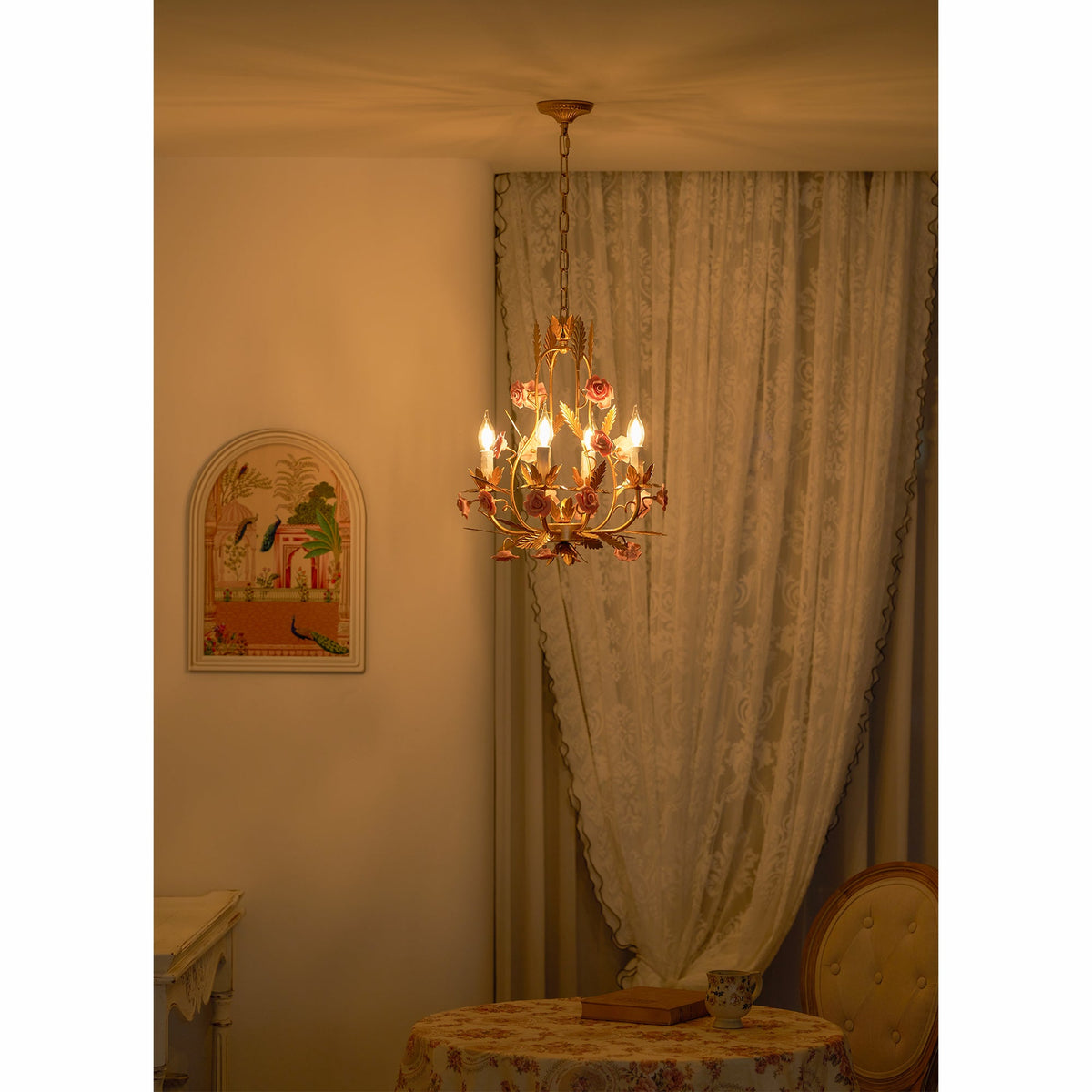 Ceramic Rose Chandelier