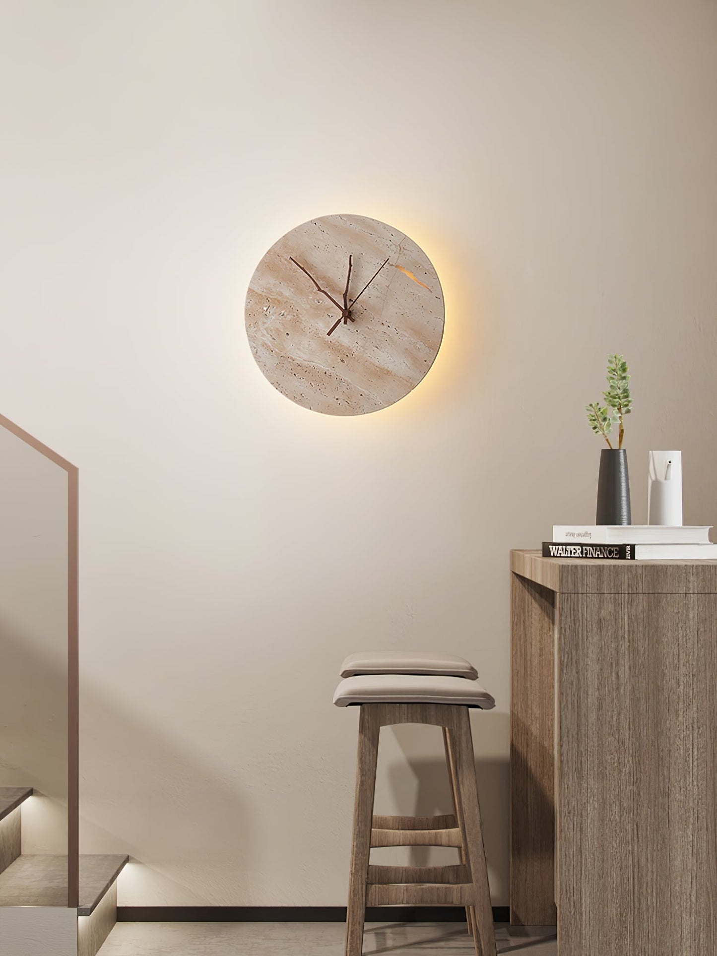 Clock Travertine Wall Lamp