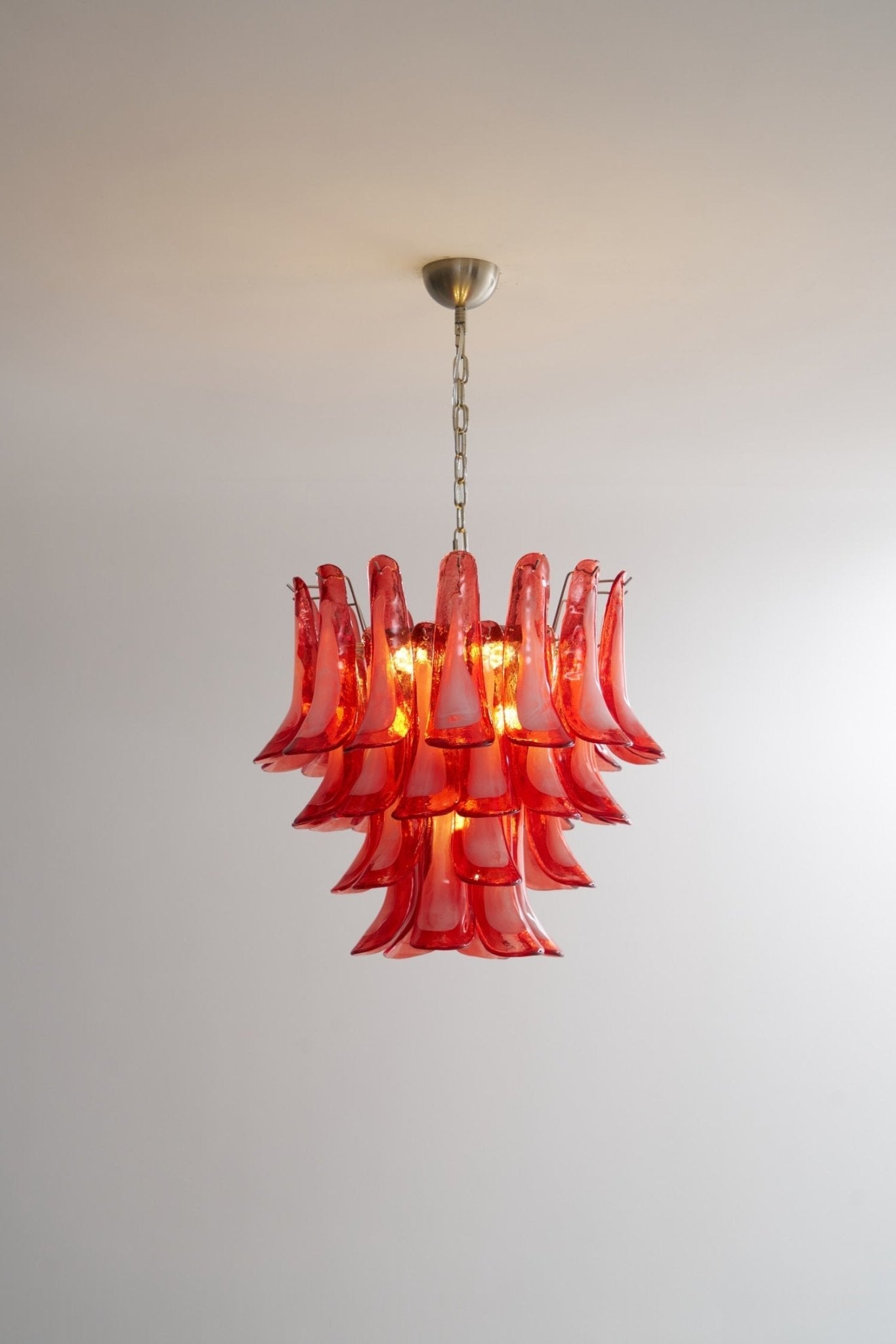 Crimson Glass Murano Petals Chandelier