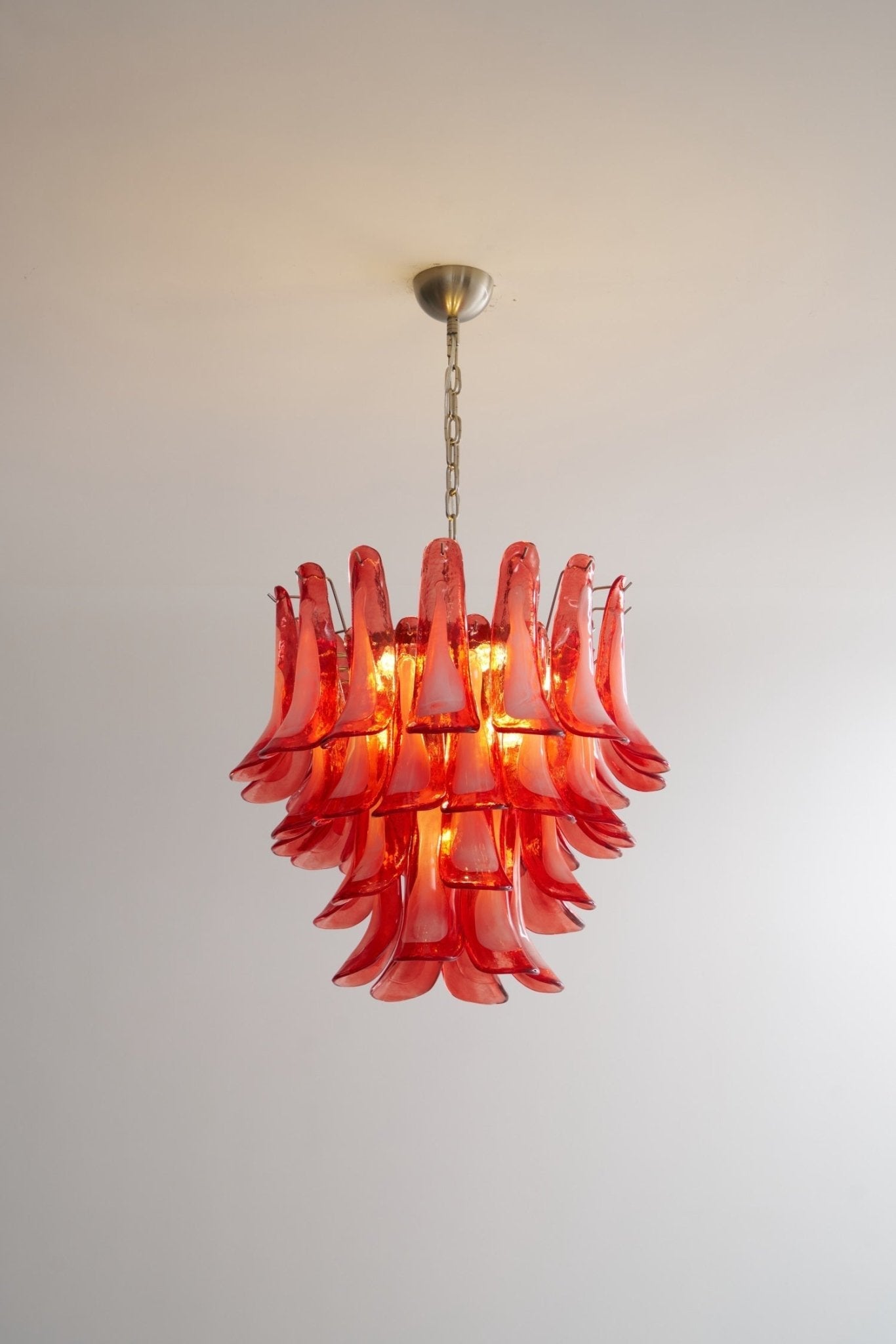 Crimson Glass Murano Petals Chandelier