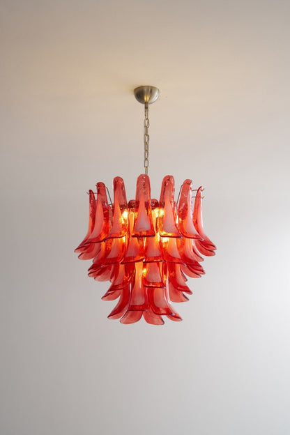 Crimson Glass Murano Petals Chandelier