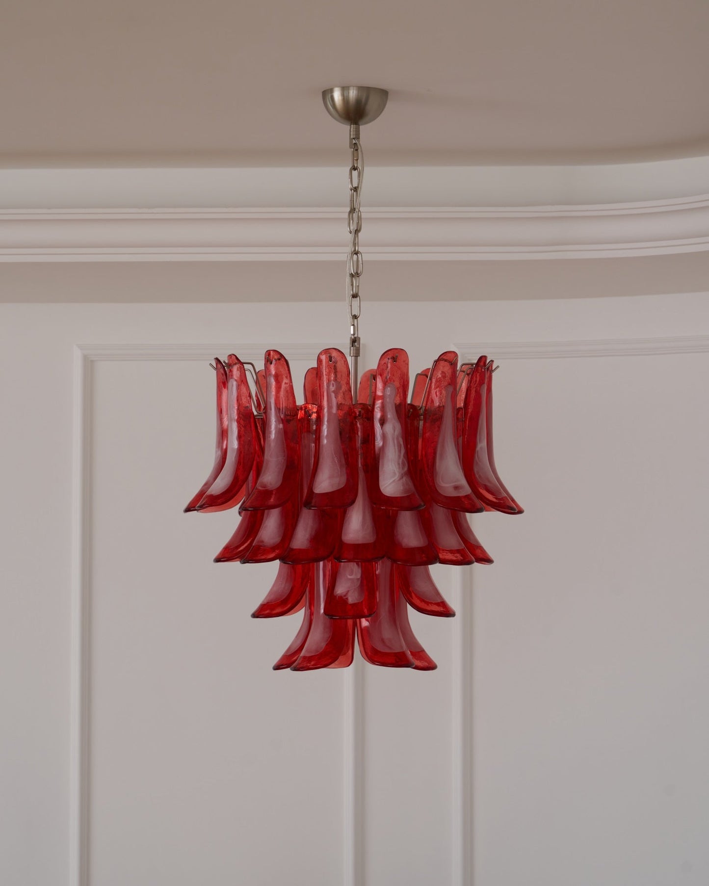 Crimson Glass Murano Petals Chandelier