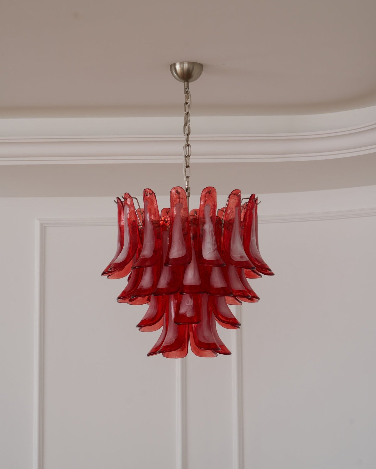Crimson Glass Murano Petals Chandelier