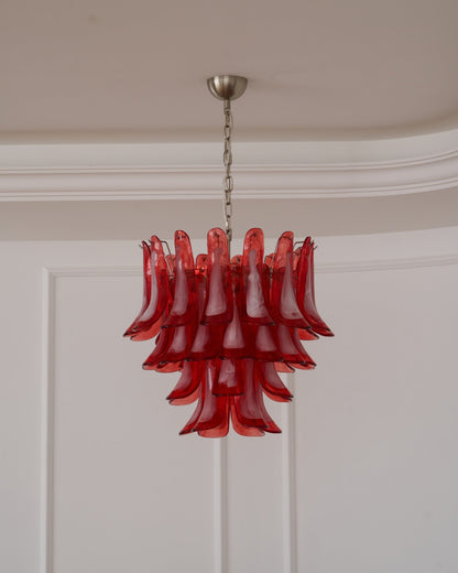 Crimson Glass Murano Petals Chandelier