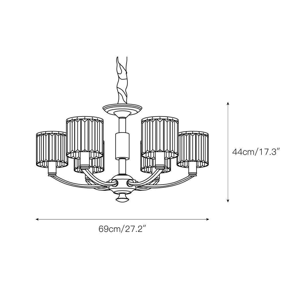 Crystal Column Brass Chandelier