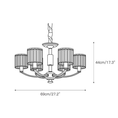 Crystal Column Brass Chandelier