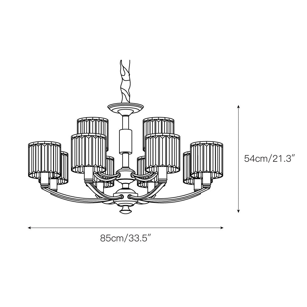 Crystal Column Brass Chandelier