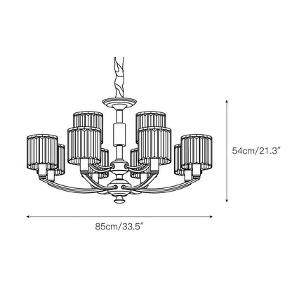 Crystal Column Brass Chandelier