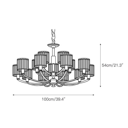 Crystal Column Brass Chandelier