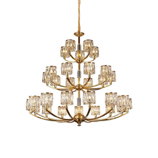 Crystal Column Brass Chandelier