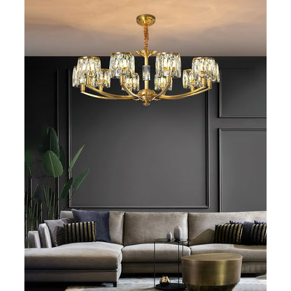 Crystal Column Brass Chandelier