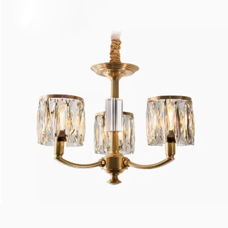 Crystal Column Brass Chandelier