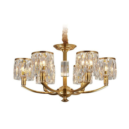 Crystal Column Brass Chandelier
