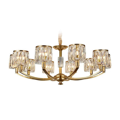 Crystal Column Brass Chandelier