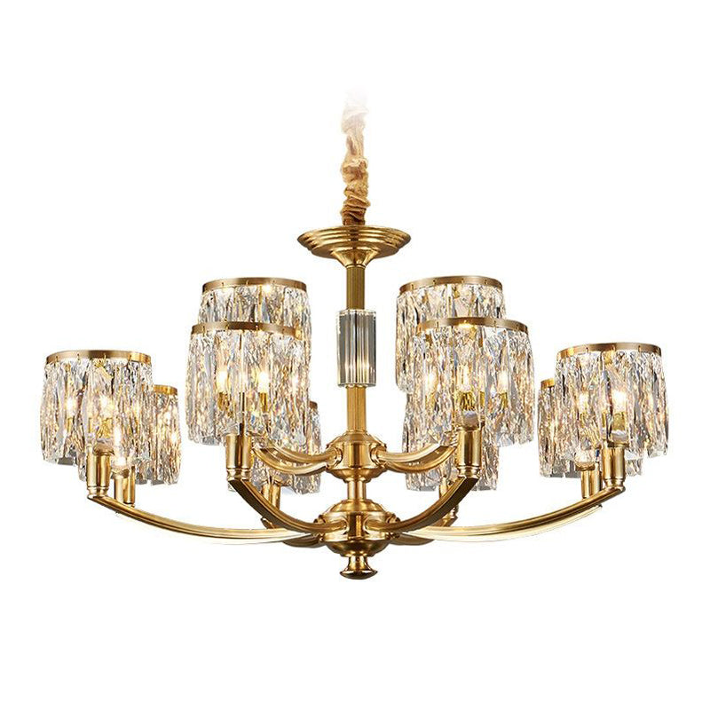 Crystal Column Brass Chandelier