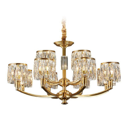 Crystal Column Brass Chandelier